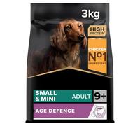 Small & Mini Breed Age Defence 9+ Senior Dry Dog Food Chicken 3kg - Supports Healthy Teeth, Gums, and Brain Function, Promoting Alertness in Dogs Aged 9 and Older