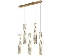 Small Mini Crystal Chandelier Lights Island Bar 3 Light Gold Modern Farmhouse Lighting Spiral Black Mid Century Ceiling Hanging Lamp for Kitchen Dining Room Bedroom/Gold/5 Light Long
