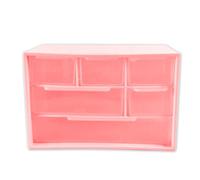 Small Mini Desk Drawer Organizer, 6 Clear Drawers, 7" x 3.9" x 4.7", Pink