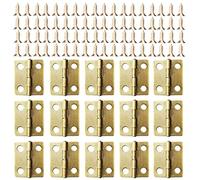 Small Mini Hinges, 50 Packs Cabinet Drawer Door Chest Butt Hinges Connectors with 200 Pieces 8 Mm Mini Brass Hinge Replacement Screws, Metal Hinge for Wooden Jewelry Box (Gold)
