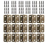 Small Mini Hinges, 50 Packs Cabinet Drawer Door Chest Butt Hinges Connectors with 200 Pieces 8 Mm Mini Brass Hinge Replacement Screws, Metal Hinge for Wooden Jewelry Box (Bronze)