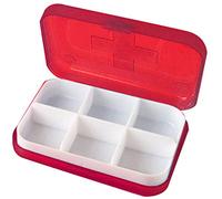 Small Mini Pill Box with Lid, Medicine Tablets Storage Organiser Plastic Case (6 Slots, Red)