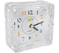 Small Mini Travel Clock Square Alarm Traveling Clock Mini Bedside Desk Table Clocks Ticking For Bedroom Analog Desktop Large Display Beep Travel Alarms