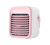 Small Mobile Portable Air Conditioner Cooler Fan 3 Kind Adjustable Wind Speeds Air Cooling Rechargeable Desk Fan Office Cooler Humidifier & Purifier for Home Dorm Bedroom(7 Colors) (Pink)