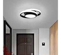 CANEOE Small Modern LED Ceiling Light,2 Rings Creative Design Ceiling Lamp Black Indoor Ceiling Light Fixtures for Hallway Living Room Bedroom Kitchen Office Ceiling Lighting (Cool White,6000K)