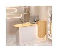 Small Modern Reception Desk with Lockers & Storage Shelves Front Desk Reception Counter for Salons Retail Home Offices Checkout Counter with LED Lights Stylish Front Table for Reception Room