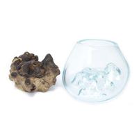 Small Molten Glass Bowl With Wooden Base Elegant Home Decoration