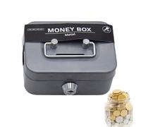 Small Money Lock Box, Metal Cash Box Key Lock Money Bank, Cash Boxes With Slot, Petty-Cash Boxes Portable Small Locks-Box For Kids Adults Coin Collection