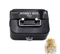 Small Money Lock Box, Steel Cash Box with Key Lock, Metal Cash Boxes, Safe Locks Boxes Money Bank, Portable Cashs Storage Case, for Kids Adults