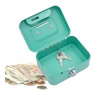 Small Money Lock Box Sturdy Portable Metal Coin Bank Safe Cash Box