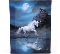 Small Moonlight Unicorn Canvas Picture by Anne Stokes, White/blue