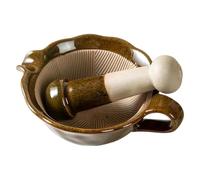 Small Mortar and Pestle Ergonomic Dishwasher Microwave Safe Grinder Bowl | Japanese Ceramic Mortar and Pestle Set for Kitchen Home Cooking Garlic Pill Outdoor Camping Green