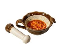 Small Mortar Pestle Set Ergonomic Dishwasher Microwave Safe | Japanese Ceramic Mortar and Pestle Set for Kitchen Home Cooking Garlic Pill Outdoor Camping Green
