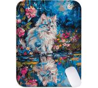 Small Mouse Mat 15x20cm, Mini Mouse Pad Cat Desk Mat with Non-Slip Rubber Base, Waterproof Mousepad with Anti-Fray Stitched Edges, Portable & Lightweight, Desk Accessories for Women (Landscape) J2-997