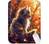 Small Mouse Mat 15x20cm, Mini Mouse Pad Maple Leaf Desk Mat with Non-Slip Rubber Base, Waterproof Mousepad with Anti-Fray Stitched Edges, Portable & Lightweight, Desk Accessories, Gifts (Cat) J2-849