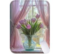 Small Mouse Mat 15x20cm, Mini Mouse Pad Tulip Desk Mat with Non-Slip Rubber Base, Waterproof Mousepad with Anti-Fray Stitched Edges, Portable & Lightweight, Desk Accessories for Women (Plant) J2-969