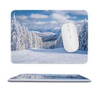 Small Mouse Mat 180 x 220 mm Gaming Mouse Pad Waterproof Mousepad with Stitched Edges Small Desk Mat with Rubber Base, for Wireless Mouse, Desk Accessories for Men, Gifts (Winter Scenery) ku-151