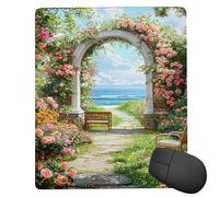 Small Mouse Mat 180 x 220 mm Gaming Mouse Pad Waterproof Mousepad with Stitched Edges Small Desk Mat with Rubber Base, for Wireless Mouse, Desk Accessories for Men, Gifts (Garden Scenery) ku-486
