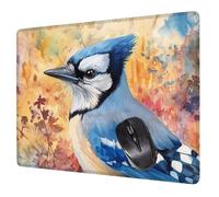 Small Mouse Mat 20 x 15 cm, Blue Mini Gaming Mouse Pad Magpie Desk Mats, Non-Slip Rubber Base, Waterproof Surface, Stitched Edges Mousepad for Travel Office Portable Gaming Mat Desk Decor H0-650