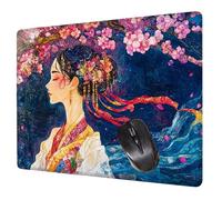 Small Mouse Mat 20 x 15 cm, Japan Mini Gaming Mouse Pad Cherry Blossoms Desk Mats, Non-Slip Rubber Base, Waterproof Stitched Edges Mousepad for Travel Office Portable Gaming Mat Desk Decor H0-390