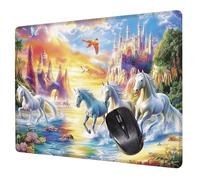 Small Mouse Mat 20 x 15 cm, Landscape Mini Gaming Mouse Pad Unicorn Desk Mats, Non-Slip Rubber Base, Waterproof Stitched Edges Mousepad for Travel Office Laptop Portable Gaming Mat Desk Decor H0-202