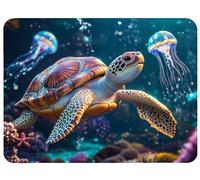 Small Mouse Mat 200 x 150 x 3mm Gaming Mouse Pad Sea Turtle Mousepad Non-Slip Rubber Base, Jellyfish Desk Mat Waterproof Desk Pad Compatible Laser and Optical Mice for Laptop Office Decor, Model754