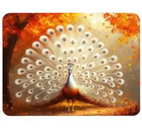 Small Mouse Mat 200 x 150 x 3mm Gaming Mouse Pad White Mousepad Non-Slip Rubber Base, Peacock Desk Mat Waterproof Surface Japanese Desk Pad Compatible Laser and Optical Mice for Office Decor, Model667