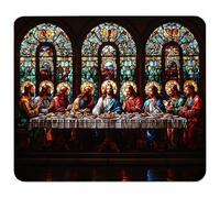 Small Mouse Mat 200x150x3mm, Gaming Mouse Pad Black, Desk Mat with Non-Slip Rubber Base, Waterproof Surface, Mousepad with Stitched Edge, Gaming Accessories, Gifts for Men, The Last Supper 9-2954