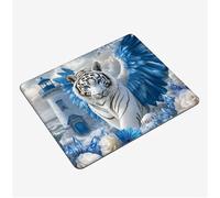 Small Mouse Mat 200x150x3mm, Gaming Mouse PadBlue Mousepad Tiger Mini Mouse Pads, Portable Non-Slip Base Washable Compact Desk Mat, Waterproof Surface, Stitched Edges Mousemat, for Laptop Office S0-41