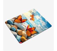 Small Mouse Mat 200x150x3mm, Gaming Mouse PadOrange Mousepad Butterfly Mini Mouse Pads, Portable Non-Slip Base Compact Desk Mat, Waterproof Surface, Stitched Edges Mousemat, for Laptop Office S0-1015
