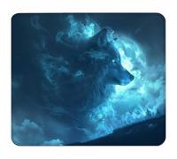 Small Mouse Mat 220x180x3mm, Gaming Mouse Pad Grey, Desk Mat with Non-Slip Rubber Base, Waterproof Surface, Mousepad with Stitched Edge, Laser and Optical Mice, Gaming Accessories Gifts, Wolf 0-5366