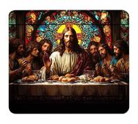 Small Mouse Mat 230x180x3mm, Gaming Mouse Pad Green, Desk Mat with Non-Slip Rubber Base, Waterproof Surface, Mousepad with Stitched Edge, Gaming Accessories, Gifts for Men, The Last Supper D-1938