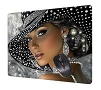 Small Mouse Mat 24 x 20 cm, Black Mini Gaming Mouse Pad Woman Desk Mats, Non-Slip Rubber Base, Waterproof Surface, Stitched Edges Mousepad for Travel Office Portable Gaming Mat Desk Decor H0-352