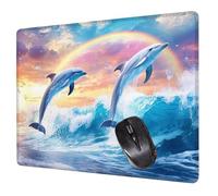 Small Mouse Mat 24 x 20 cm, Blue Mini Gaming Mouse Pad Butterfly Desk Mats, Non-Slip Rubber Base, Waterproof Surface, Stitched Edges Mousepad for Travel Office Portable Gaming Mat Desk Decor H0-274