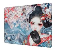 Small Mouse Mat 24 x 20 cm, Cherry Blossoms Mini Gaming Mouse Pad Woman Desk Mats, Non-Slip Rubber Base, Waterproof Stitched Edges Mousepad for Travel Office Portable Gaming Mat Desk Decor H0-540