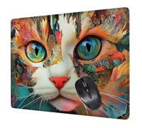Small Mouse Mat 24 x 20 cm, Colorful Mini Gaming Mouse Pad Cat Desk Mats, Non-Slip Rubber Base, Waterproof Surface, Stitched Edges Mousepad for Travel Office Portable Gaming Mat Desk Decor H0-370