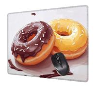 Small Mouse Mat 24 x 20 cm, Donut Mini Gaming Mouse Pad Bread Desk Mats, Non-Slip Rubber Base, Waterproof Surface, Stitched Edges Mousepad for Travel Office Portable Gaming Mat Desk Decor H0-378