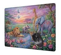 Small Mouse Mat 24 x 20 cm, Elephant Mini Gaming Mouse Pad Lion Desk Mats, Non-Slip Rubber Base, Waterproof Surface, Stitched Edges Mousepad for Travel Office Portable Gaming Mat Desk Decor H0-212