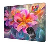 Small Mouse Mat 24 x 20 cm, Fantasy Mini Gaming Mouse Pad Flower Desk Mats, Non-Slip Rubber Base, Waterproof Surface, Stitched Edges Mousepad for Travel Office Portable Gaming Mat Desk Decor H0-386