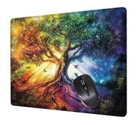 Small Mouse Mat 24 x 20 cm, Fantasy Mini Gaming Mouse Pad Tree Desk Mats, Non-Slip Rubber Base, Waterproof Surface, Stitched Edges Mousepad for Travel Office Portable Gaming Mat Desk Decor H0-334