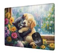Small Mouse Mat 24 x 20 cm, Flower Mini Gaming Mouse Pad Animal Desk Mats, Non-Slip Rubber Base, Waterproof Surface, Stitched Edges Mousepad for Travel Office Portable Gaming Mat Desk Decor H0-400