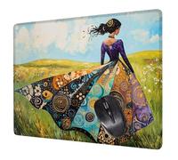 Small Mouse Mat 24 x 20 cm, Grassland Mini Gaming Mouse Pad Woman Desk Mats, Non-Slip Rubber Base, Waterproof Stitched Edges Mousepad for Travel Office Laptop Portable Gaming Mat Desk Decor H0-306