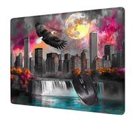 Small Mouse Mat 24 x 20 cm, Grey Mini Gaming Mouse Pad City Desk Mats, Non-Slip Rubber Base, Waterproof Surface, Stitched Edges Mousepad for Travel Office Laptop Portable Gaming Mat Desk Decor H0-528