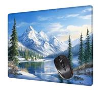 Small Mouse Mat 24 x 20 cm, White Mini Gaming Mouse Pad Blue Desk Mats, Non-Slip Rubber Base, Waterproof Surface, Stitched Edges Mousepad for Travel Office Laptop Portable Gaming Mat Desk Decor H0-252