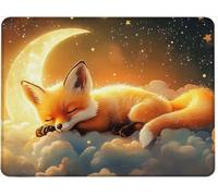 Small Mouse Mat 240 x 200 x 3 mm Gaming Mouse Pad, Non-Slip Rubber Base, Waterproof Surface, Stitched Edges Mousemat, Compatible with Laser and Optical Mice Wear-Resistant, Washable,Fox Moon w0j-409