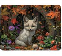 Small Mouse Mat 240 x 200 x 3 mm Gaming Mouse Pad, Non-Slip Rubber Base, Waterproof Surface, Stitched Edges Mousemat, Compatible with Laser and Optical Mice Wear-Resistant, Washable,Fox Forest w0j-159