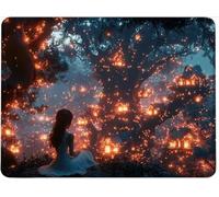 Small Mouse Mat 240 x 200 x 3 mm Gaming Mouse Pad, Non-Slip Rubber Base, Waterproof Surface, Stitched Edges Mousemat, Compatible with Laser and Optical Mice Wear-Resistant, Treehouse Woman w0j-743