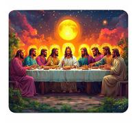 Small Mouse Mat 240x200x3mm, Gaming Mouse Pad Orange Color, Desk Mat with Non-Slip Rubber Base, Waterproof Surface, Mousepad with Stitched Edge, Gaming Accessories Gifts The Last Supper 3-2103