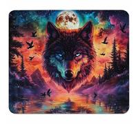 Small Mouse Mat 240x200x3mm, Gaming Mouse Pad Red, Desk Mat with Non-Slip Rubber Base, Waterproof Surface, Mousepad with Stitched Edge, Laser and Optical Mice, Gaming Accessories Gifts, Wolf M-6783