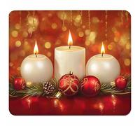 Small Mouse Mat 240x200x3mm, Gaming Mouse Pad White, Desk Mat with Non-Slip Rubber Base, Waterproof Surface, Mousepad with Stitched Edge, Laser and Optical Mice, Gaming Accessories, Candle 1-1107